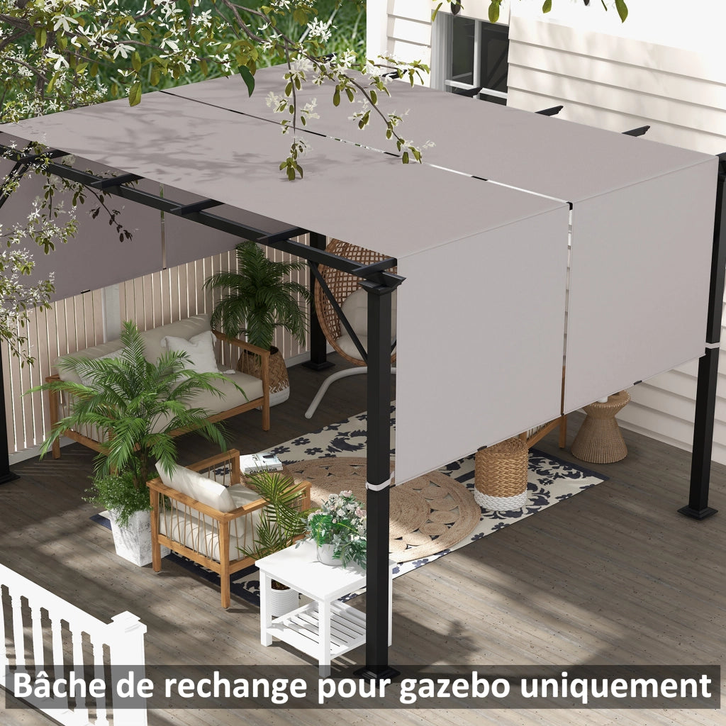 Telo di ricambio pergola retrattile 4.9x1.2 m ¨C zephmum ¨C kaki chiaro, poliestero, UV