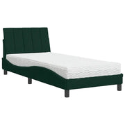 Letto singolo | Letto per adulti | Letto con Materasso Hanko Verde Scuro 80x200 cm in Velluto