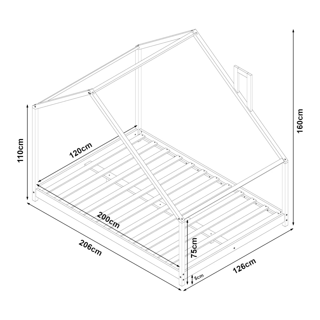 Letto Casetta per Cameretta Siuntio con Materasso 120 x 200 cm Legno Naturale [en.casa]