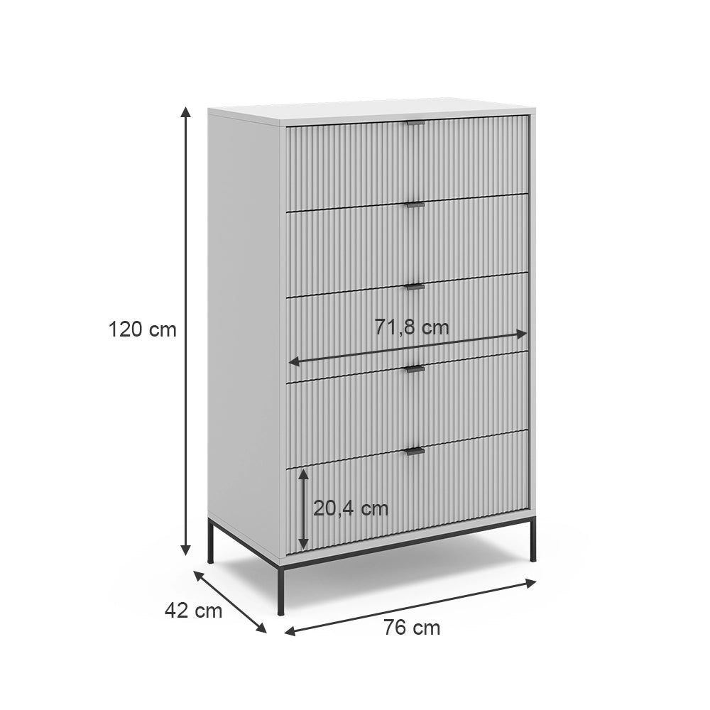 Vicco Cassettiera per camera da letto Grigio 42 x 120 cm