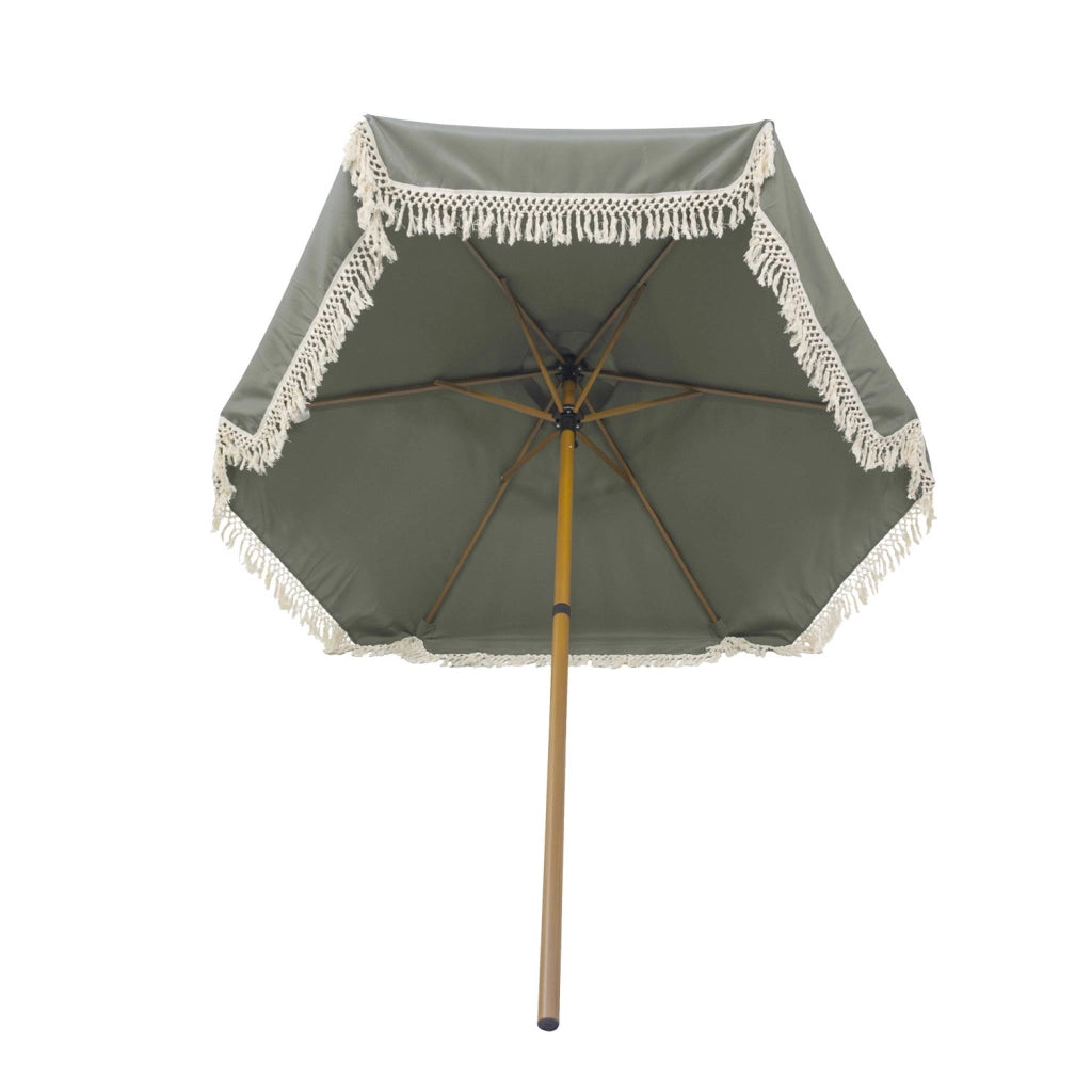 Ombrellone rotondo dritto con frange, ø2m, verde kaki