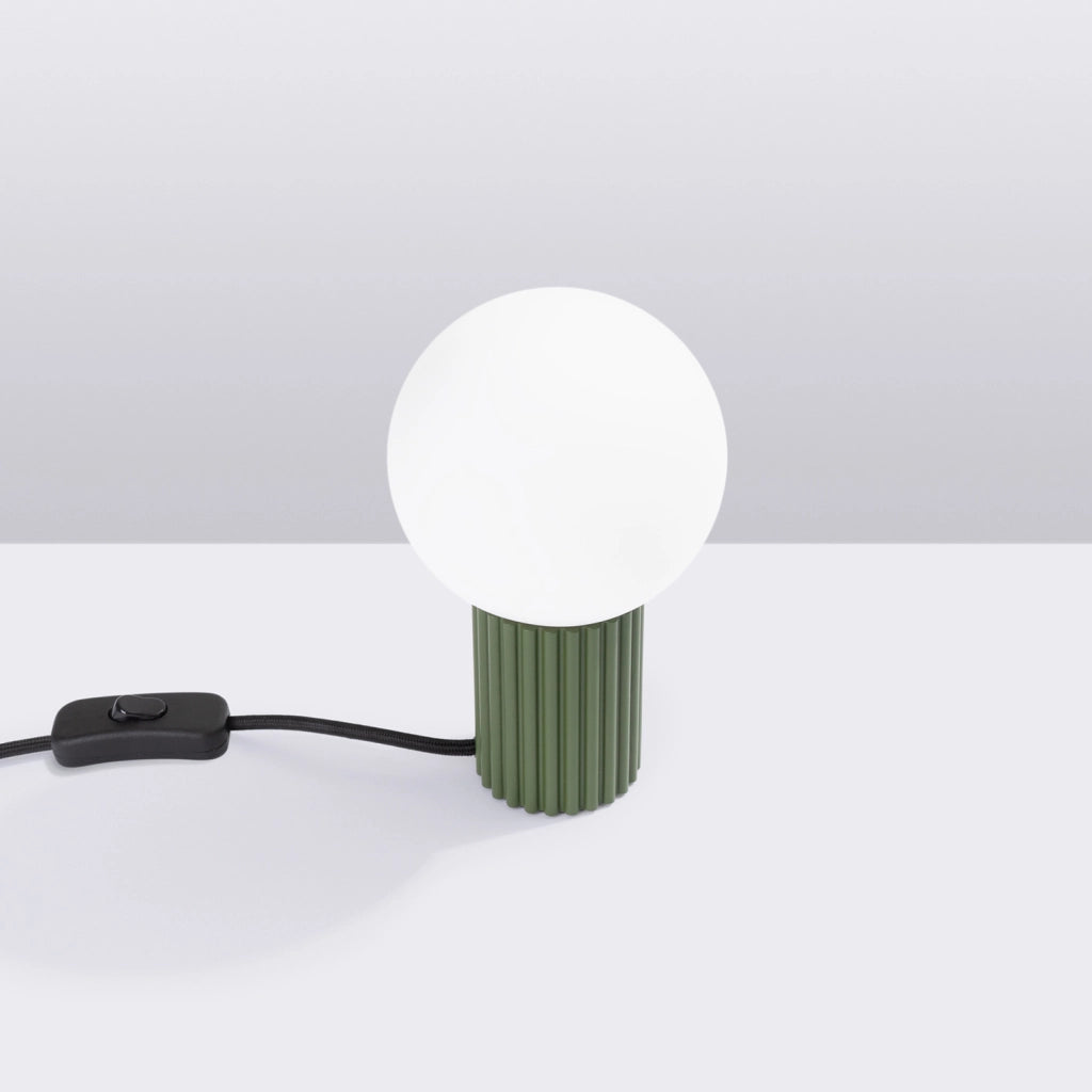 Lampada tavolo Pure Lume SFERA verde oliva, sfera vetro G9