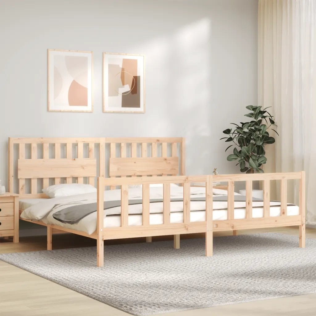 Giroletto senza Materasso-Struttura Letto 200x200 cm in Legno Massello di Pino 137314