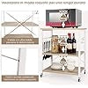 Carrello da Cucina con 10 Ganci Rimovibili, Scaffale per Pasticceria con 3 Livelli, Scaffale con Struttura di Metallo con Ruote Bloccabili per Bar Ristorante Hotel, 60 x 40 x 73,5 cm (Beige)