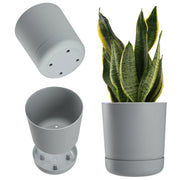 Vaso da fiori KADAX con supporto, coperchio, ciotola rotonda, 17 cm, grigio opaco