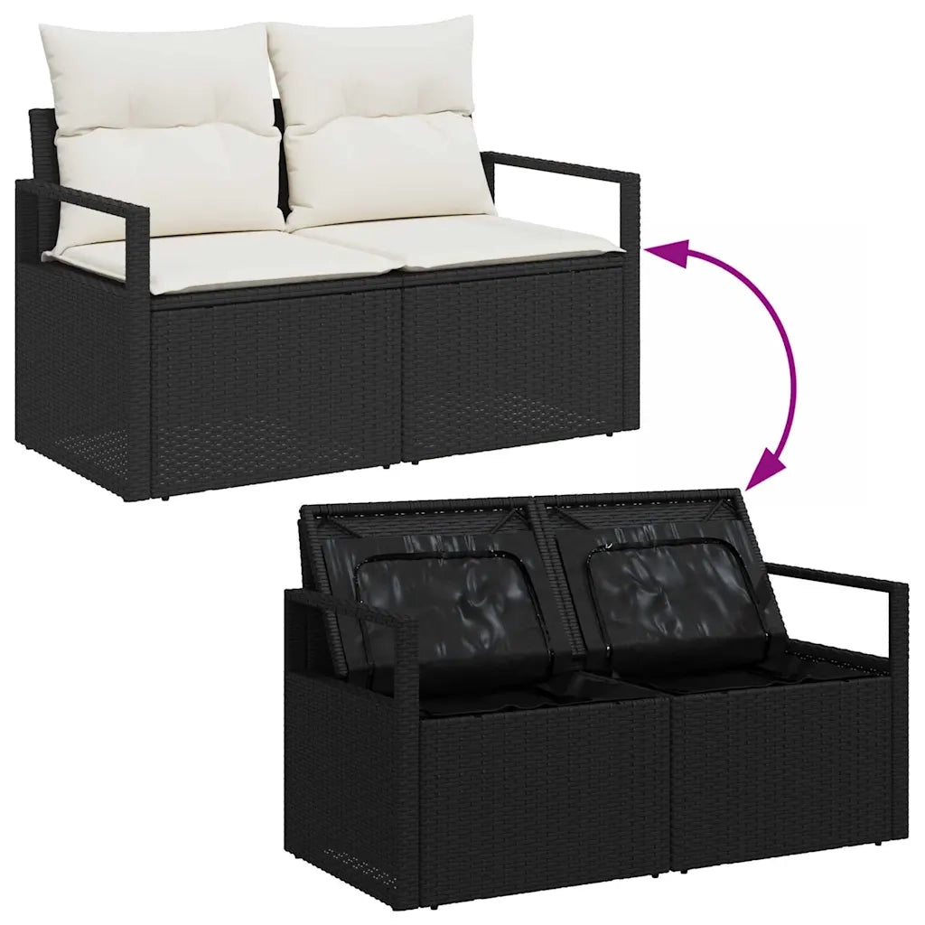 Set Divano da Giardino 9 pcs Nero e Crema polyrattan 3356346