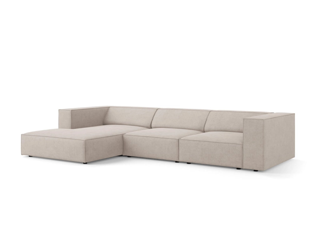 Cosmopolitan Design - Divano angolare sinistro "Arendal" 4 posti in ciniglia con effetto a coste beige scuro 