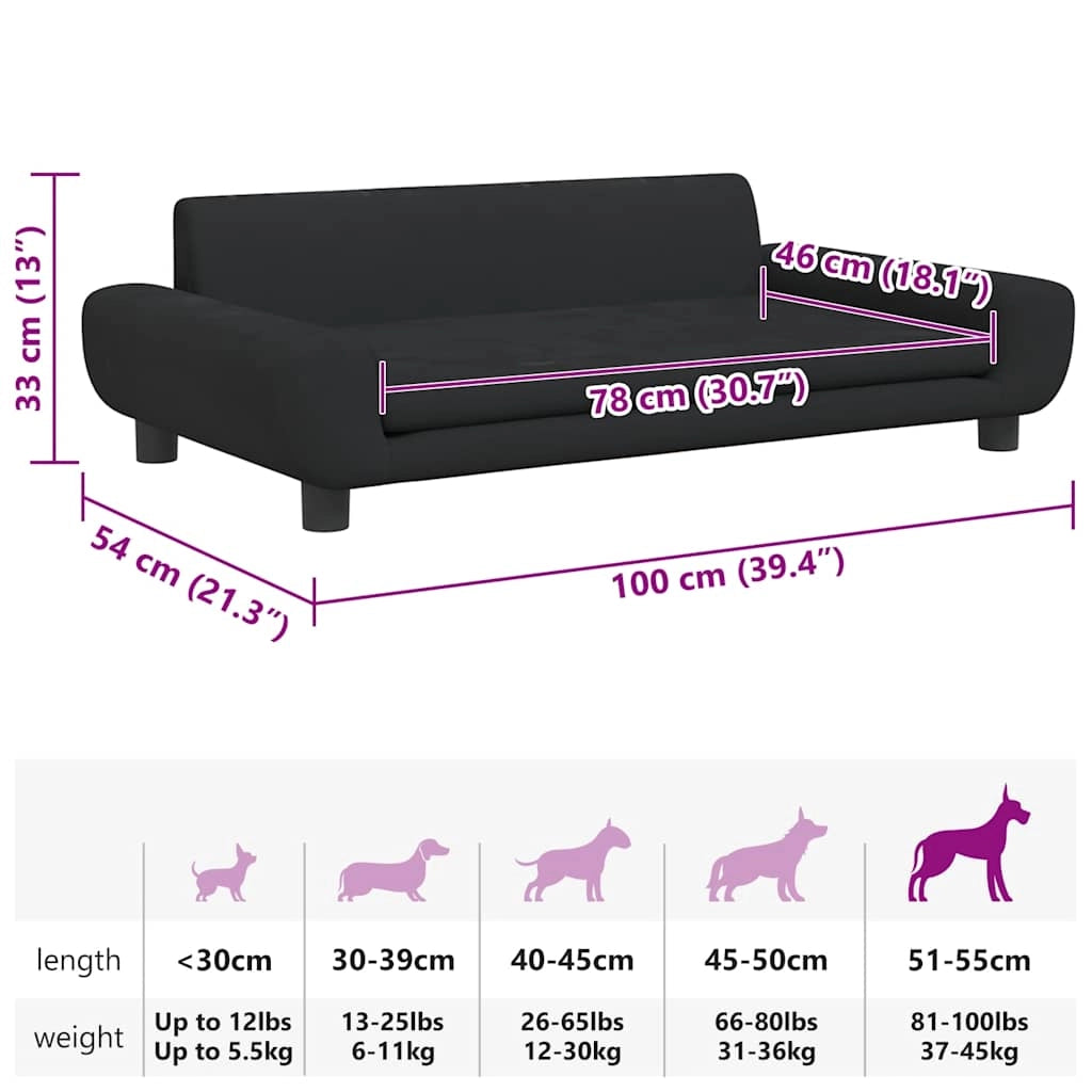 Cuccia per cani comoda 100 x 54 x 33 cm velluto nero 02_0042609