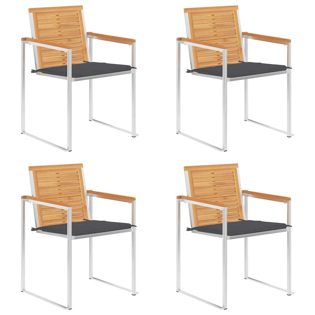 Sedie da Giardino con Cuscini 4 pz in Legno Massello di Teak cod mxl 8634
