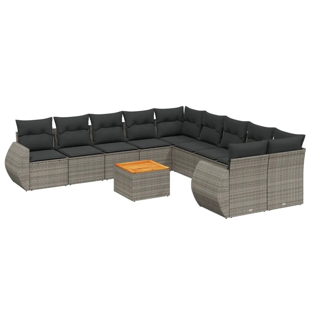 Set Divani da Giardino 11 pz con Cuscini in Polyrattan Grigio 3225199
