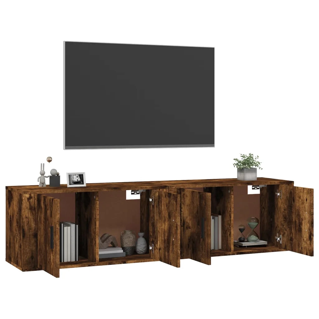 Mobili Porta TV a Parete 2 pz | Armadietto TV | Mobile Porta TV Rovere Fumo 80x34,5x40 cm