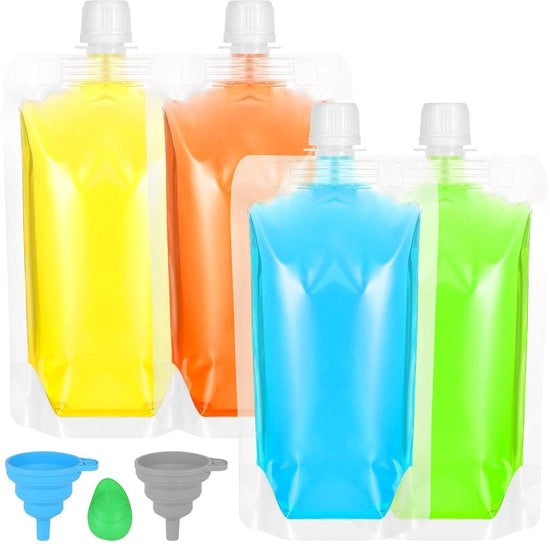 Sacchetti per bevande da 30 pezzi - Sacchetti per bevande da 250 ml - Sacchetti per bevande trasportabili - Coperchi in silicone - Leggeri e pieghevoli - Materiali impermeabili e non tossici - Sacchetti per bevande individuali