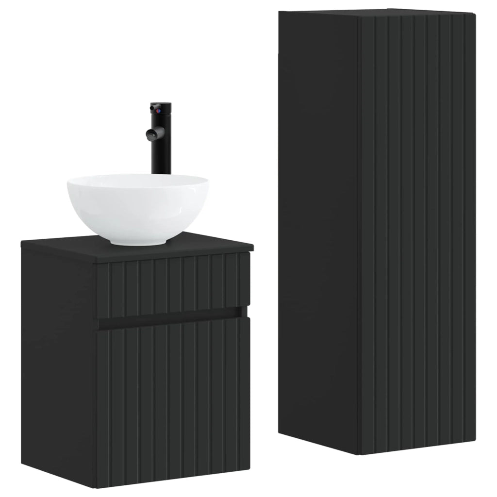 Set di mobili per il bagno 2 pz Nero 33 x 34,5 x 100 cm 3406134