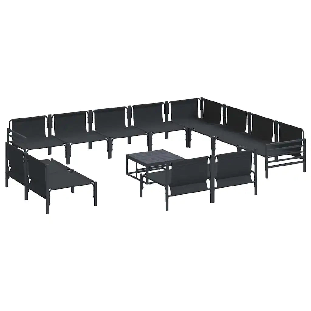 Set Divano da Giardino con cuscino 13 pcs Nero Acciaio 3379031