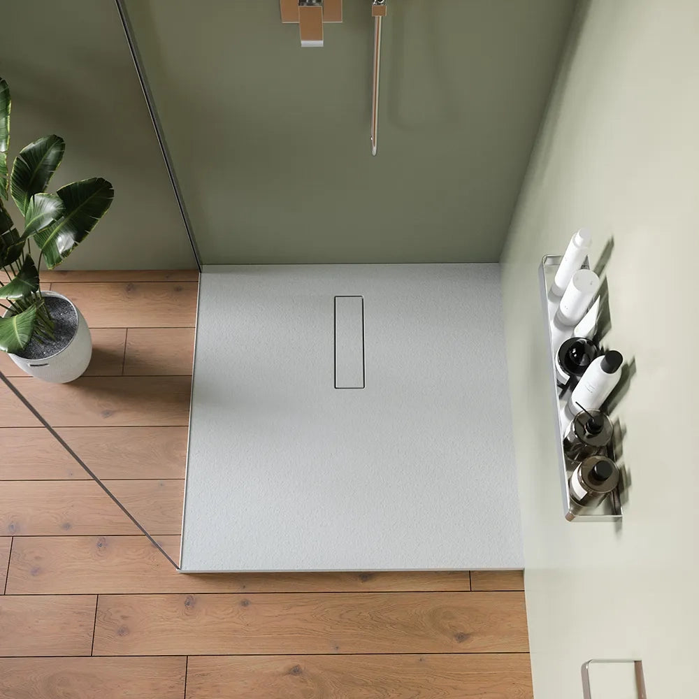 Piatto doccia 90x90 cm in marmoresina bianco effetto pietra | Merlera