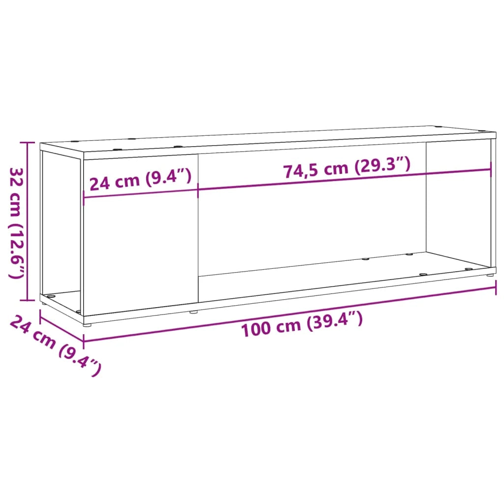 Mobile TV multimediale scaffale TV credenza TV sala da pranzo soggiorno camera da letto legno invecchiato 100 x 24 x 32 cm legno ingegnerizzato marrone 02_0028502