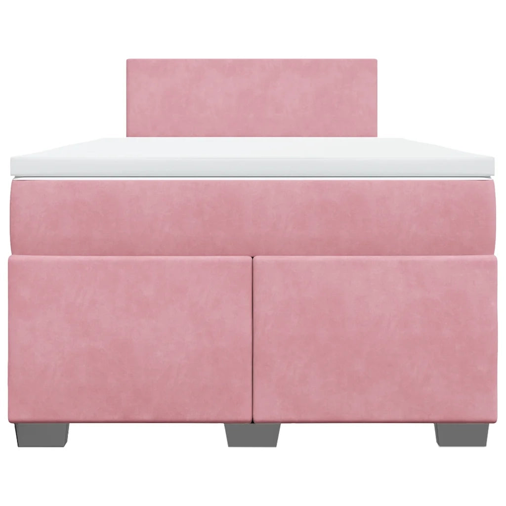 Giroletto a Molle con Materasso Rosa 120x190 cm in Velluto