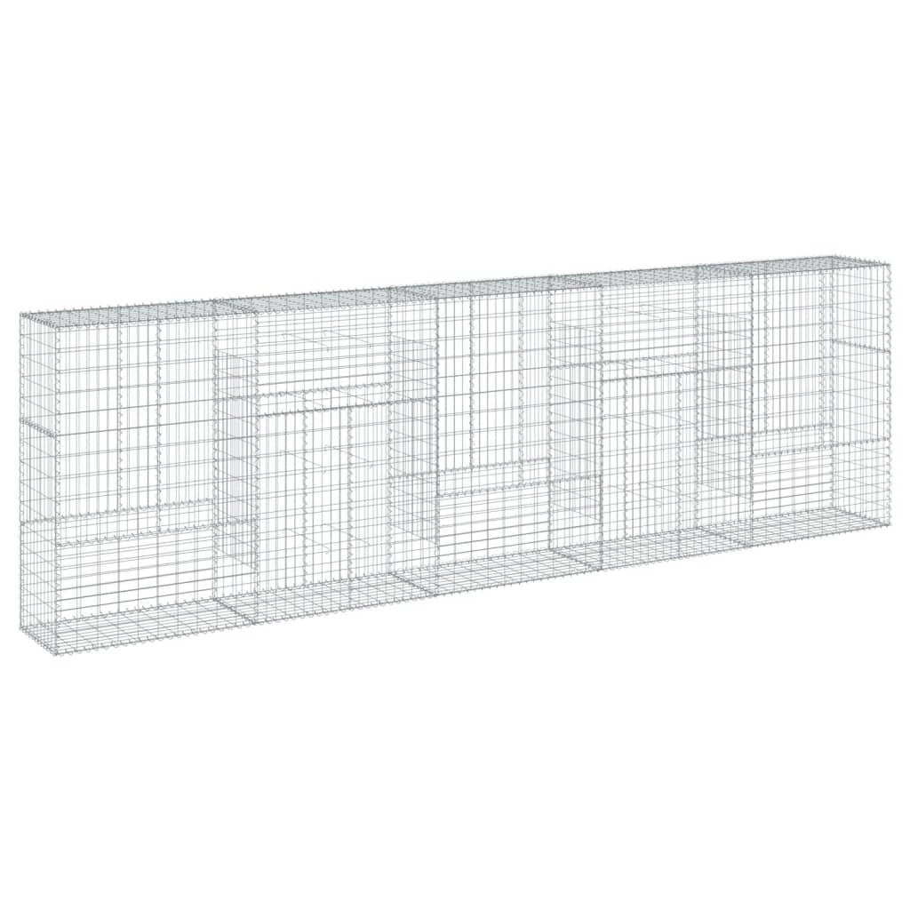 Gabbione recinto a gabbia muro di contenimento con coperchio 500 x 50 x 150 cm ferro zincato argento 02_0040174