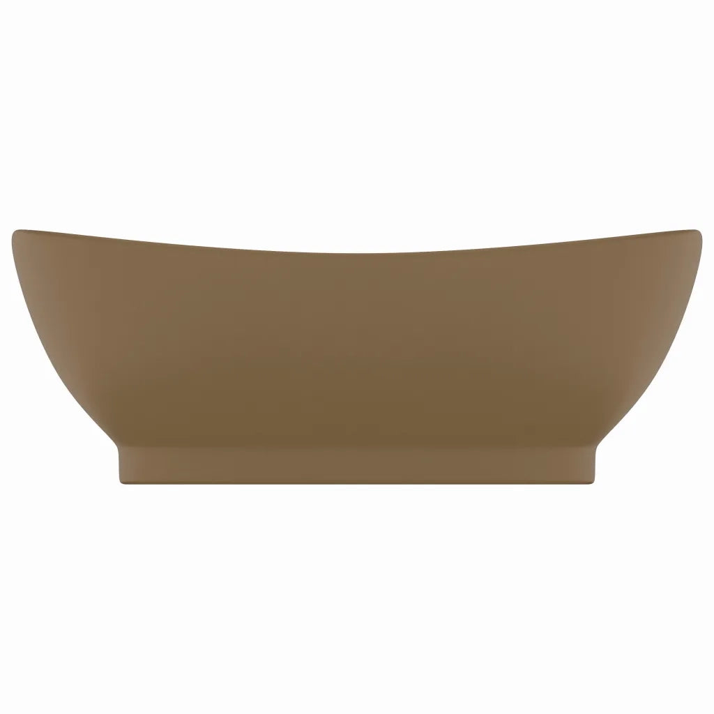 Lavandino con Troppopieno Ovale Crema Opaco 58,5x39cm Ceramica cod mxl 44238