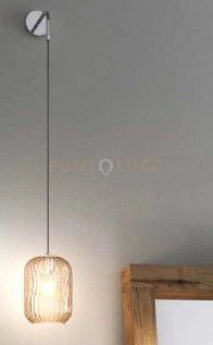 APPLIQUE REGOLABILE CROMO 1 LUCE VETRO AMBRA 1181CR-A-AM