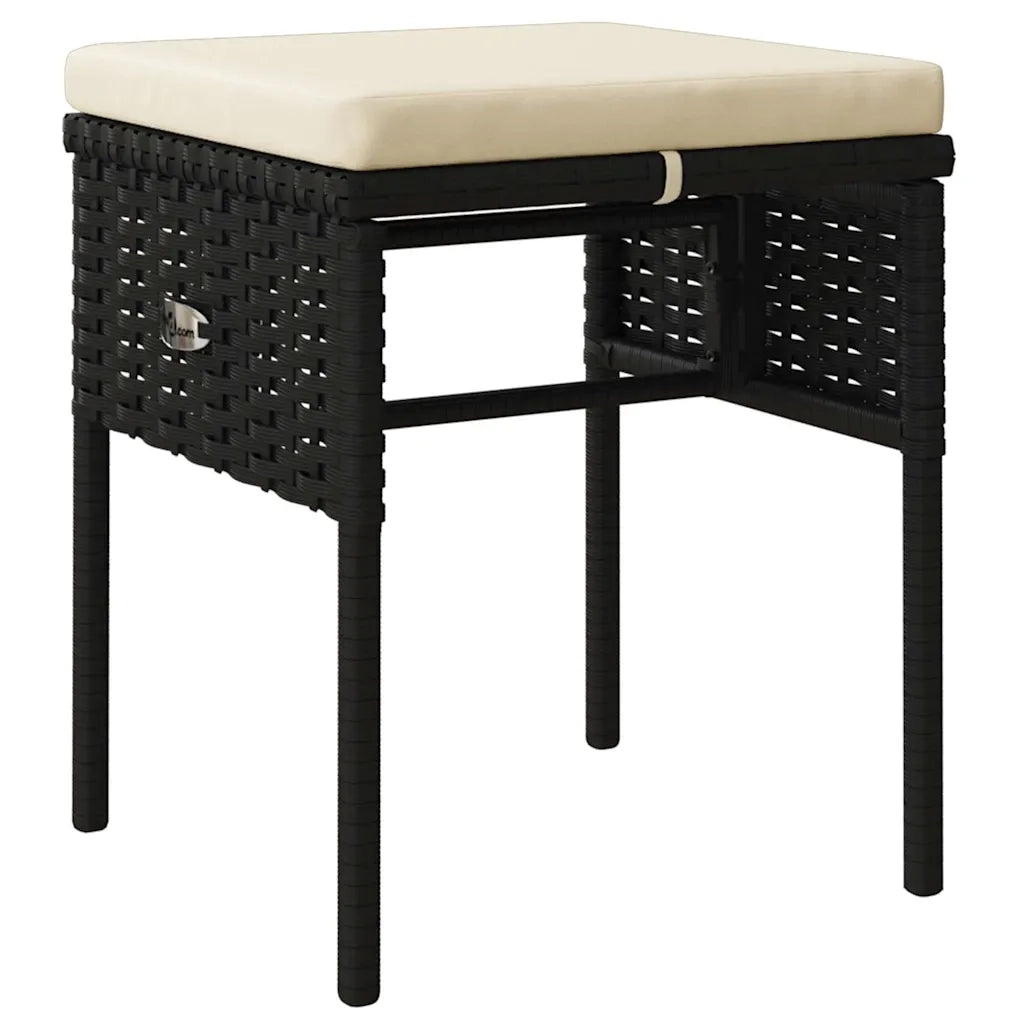 Set Mobili da Giardino 6 pz con Cuscini in Polyrattan Nero