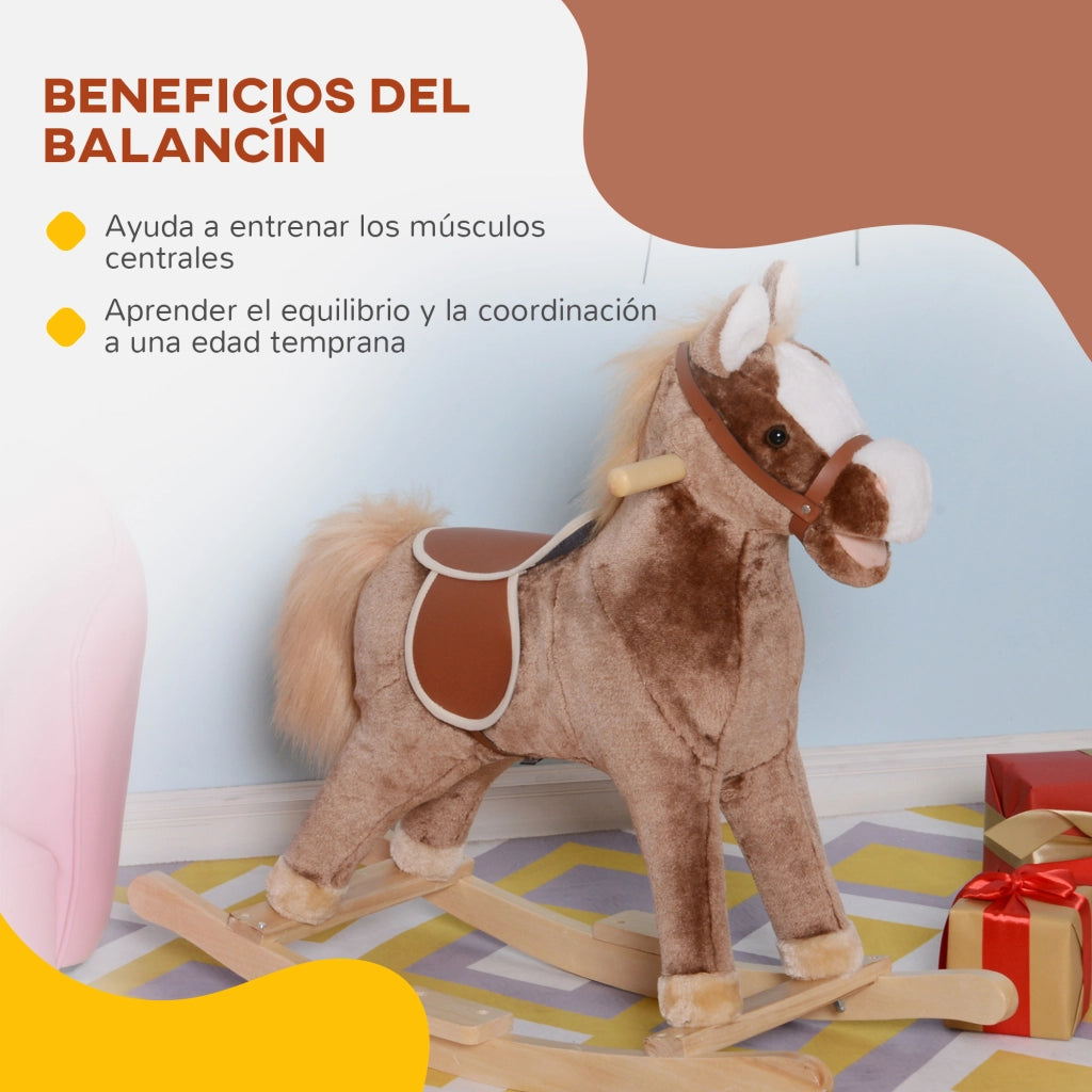 Cavallo a Dondolo in Legno per Bambini ¨C zephmum ¨C Marrone 74x33x62 cm