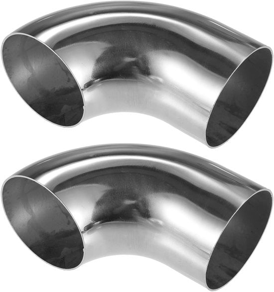 Elbo Pipo 90° - Tubo Curvo - 2 Pezzi - 6,3 cm Diametro Esterno - Acciaio Inossidabile - Anticorrosione - Scappamento