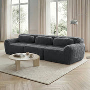 Divano angolare modulare senza struttura con base antiscivolo in peluche grigio