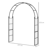 Archetto da Giardino per Piante Rampicanti e Decorazioni, Metallo Nero, 157x40x223cm