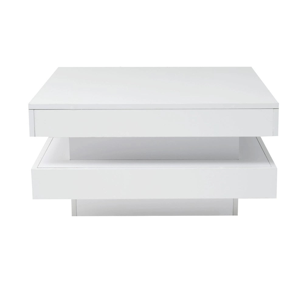 Tavolino da Caff¨¨ Quadrato ¨C MINIMAL ¨C Bianco, LED Bluetooth, 70x70x36 cm