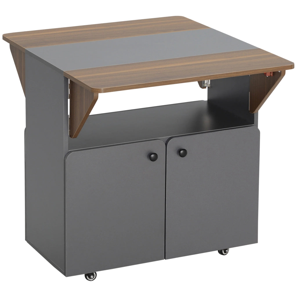 Tavolo pieghevole con cassettiera ¨C zephmum ¨C Grigio chiaro e marrone scuro, 70x83x75 cm