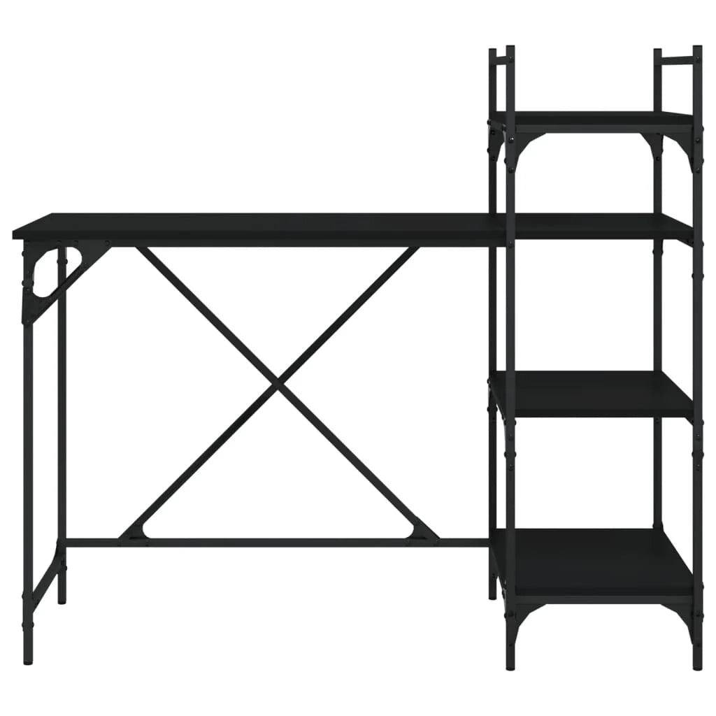 Scrivania per computer postazione di lavoro mobile per computer scrivania per studio con ripiani 120 x 47 x 109 cm nero 02_0023707