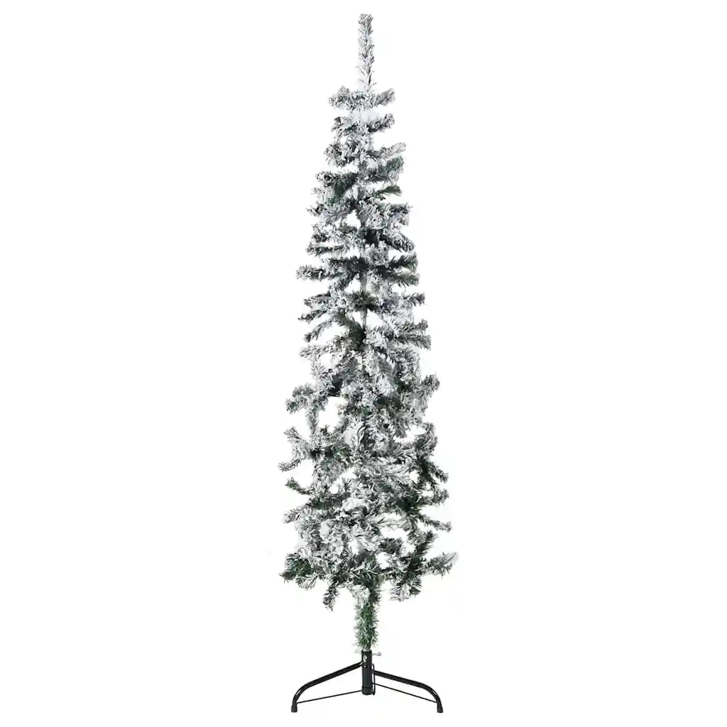 Albero Natale Artificiale Sottile a MetÃ  Neve Fioccata 150 cm