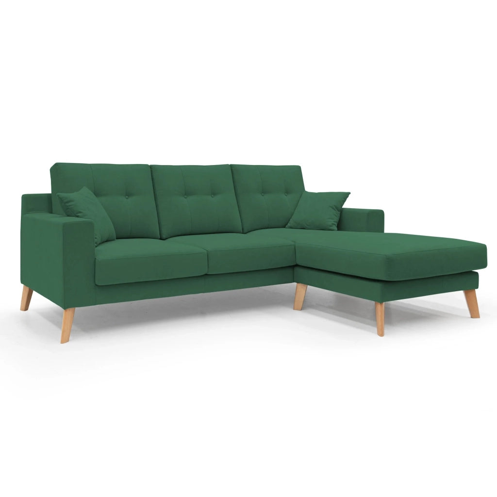 Danish Divano angolare REVERSIBILE in tessuto morbido impermeabile T02 237 cm verde
