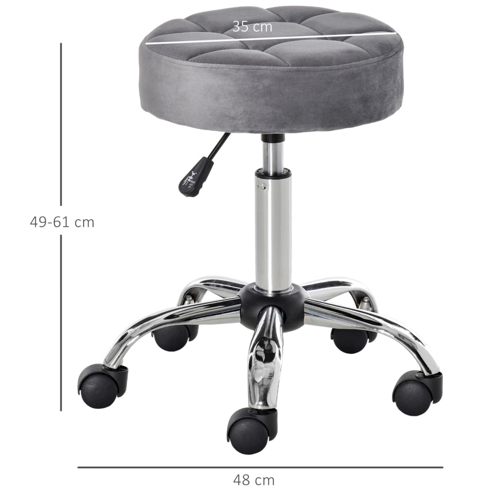 Sgabello da salone girevole con ruote, grigio chiaro