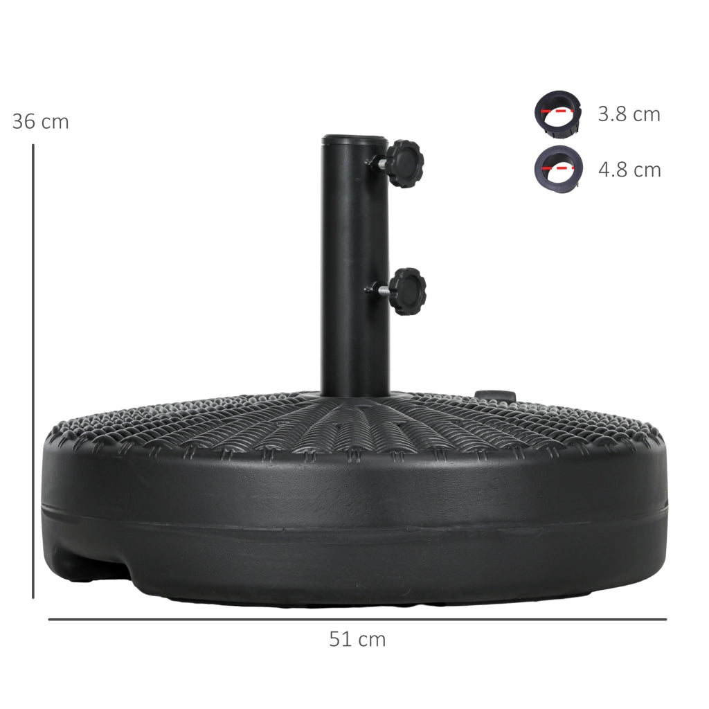 Base per Ombrellone da Giardino 3 m con Maniglie Incorporate, in HDPE e Acciaio, ?51x36 cm, Nero
