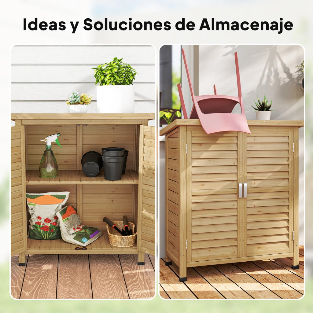 Casetta da Giardino in Legno ¨C zephmum ¨C 87x46,5x96,5 cm 2 Ripiani 2 Porte