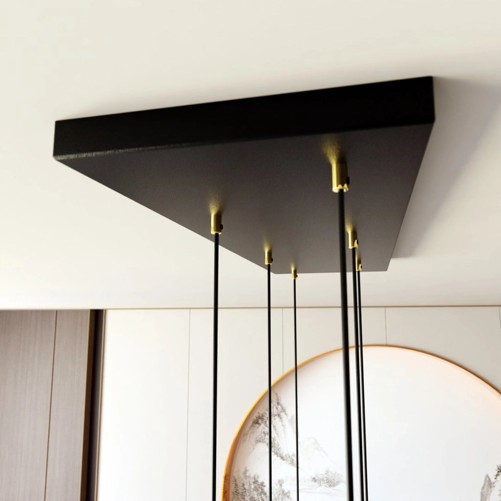 Lampada a sospensione Selter in acciaio nero e oro