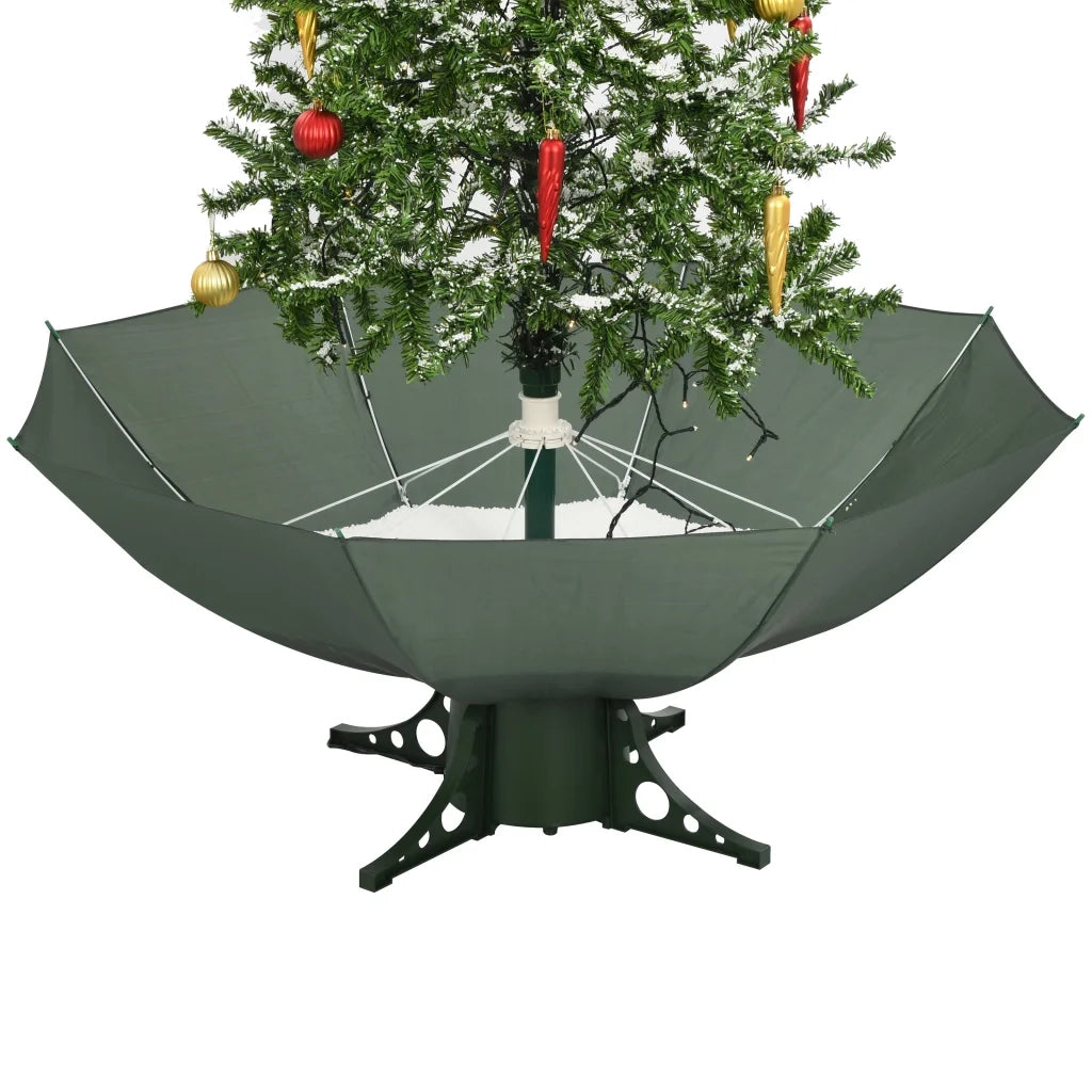 Albero di Natale | Decorazioni natalizie con Neve e Base a Ombrellone Verde 170 cm