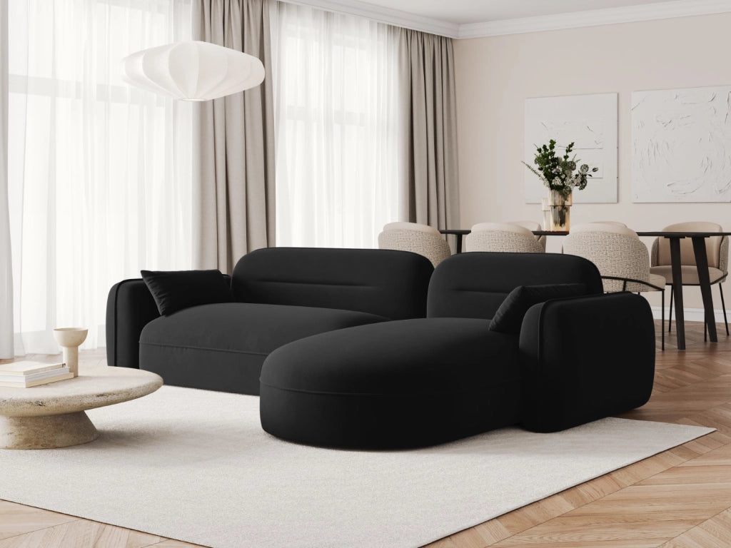 Cosmopolitan Design - Divano angolare modulare destro "Sydney" 4 posti in velluto nero 