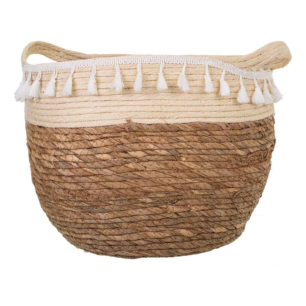 Navicella in fibra naturale marrone 31x31x27h