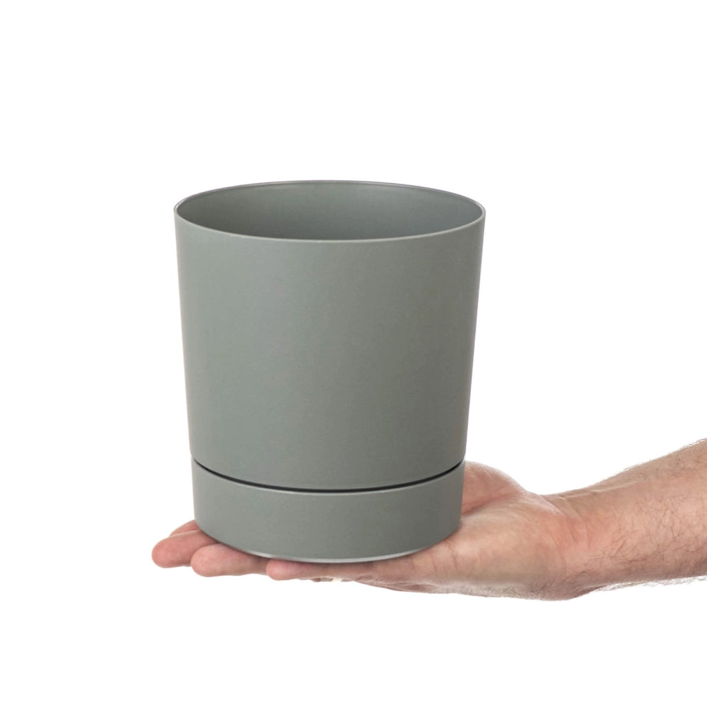 KADAX Vaso da fiori con coprivaso e sottovaso, rotondo, 14,5 cm, set da 2