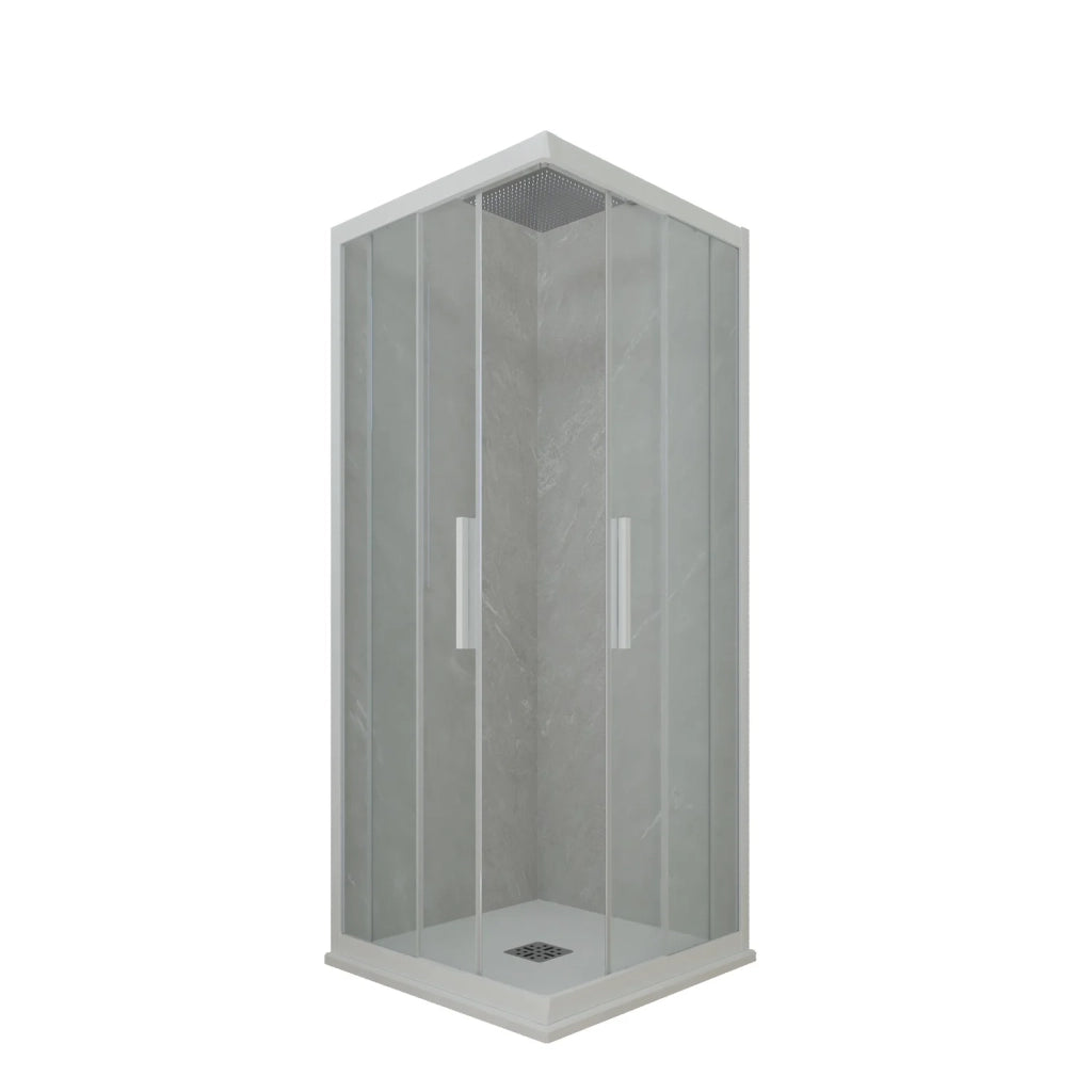 Box doccia angolare scorrevole 75x80 CM H 200 Vetro Trasparente Profilo Bianco Matt mod. Kolors