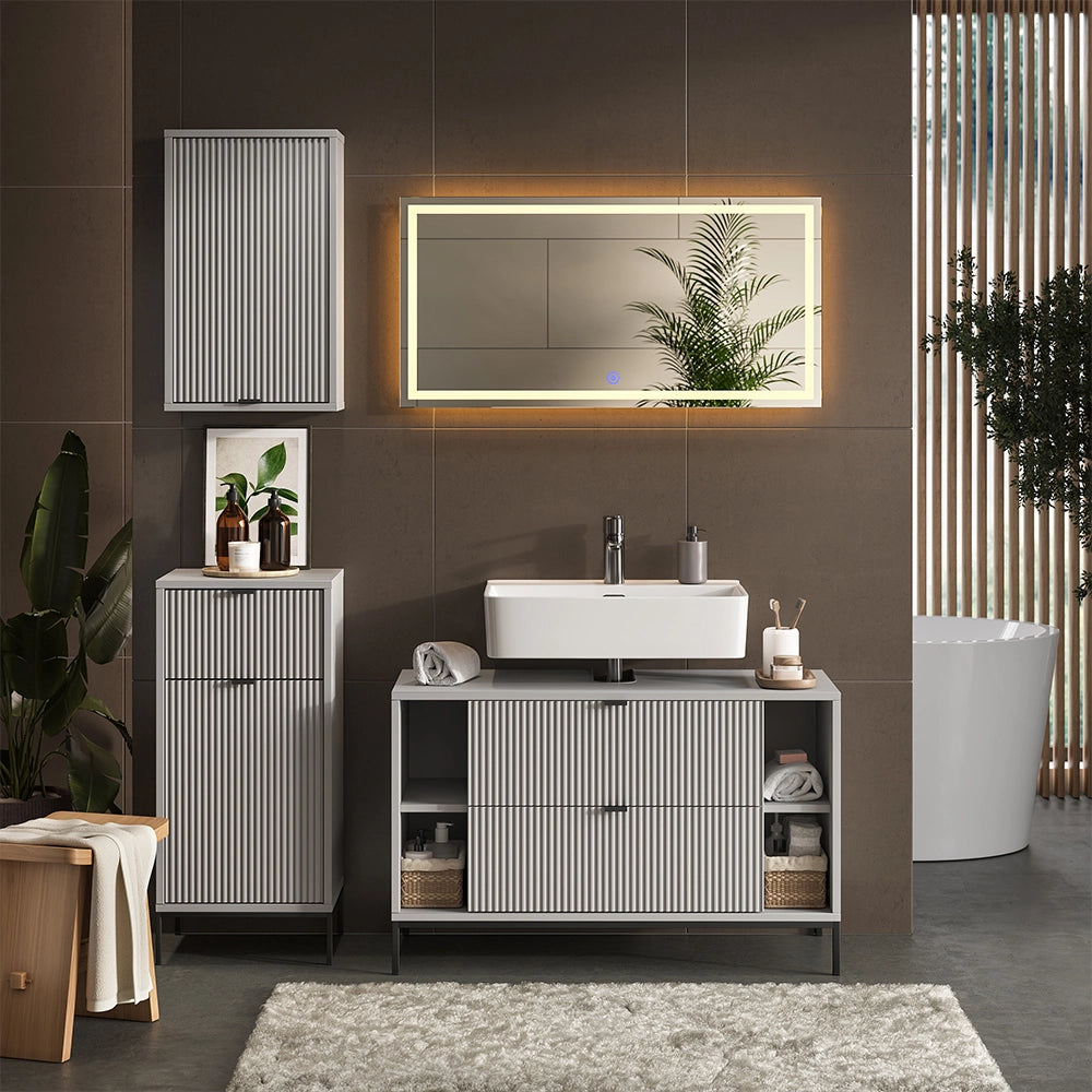 Vicco Set di mobili da bagno Grigio 4 parti