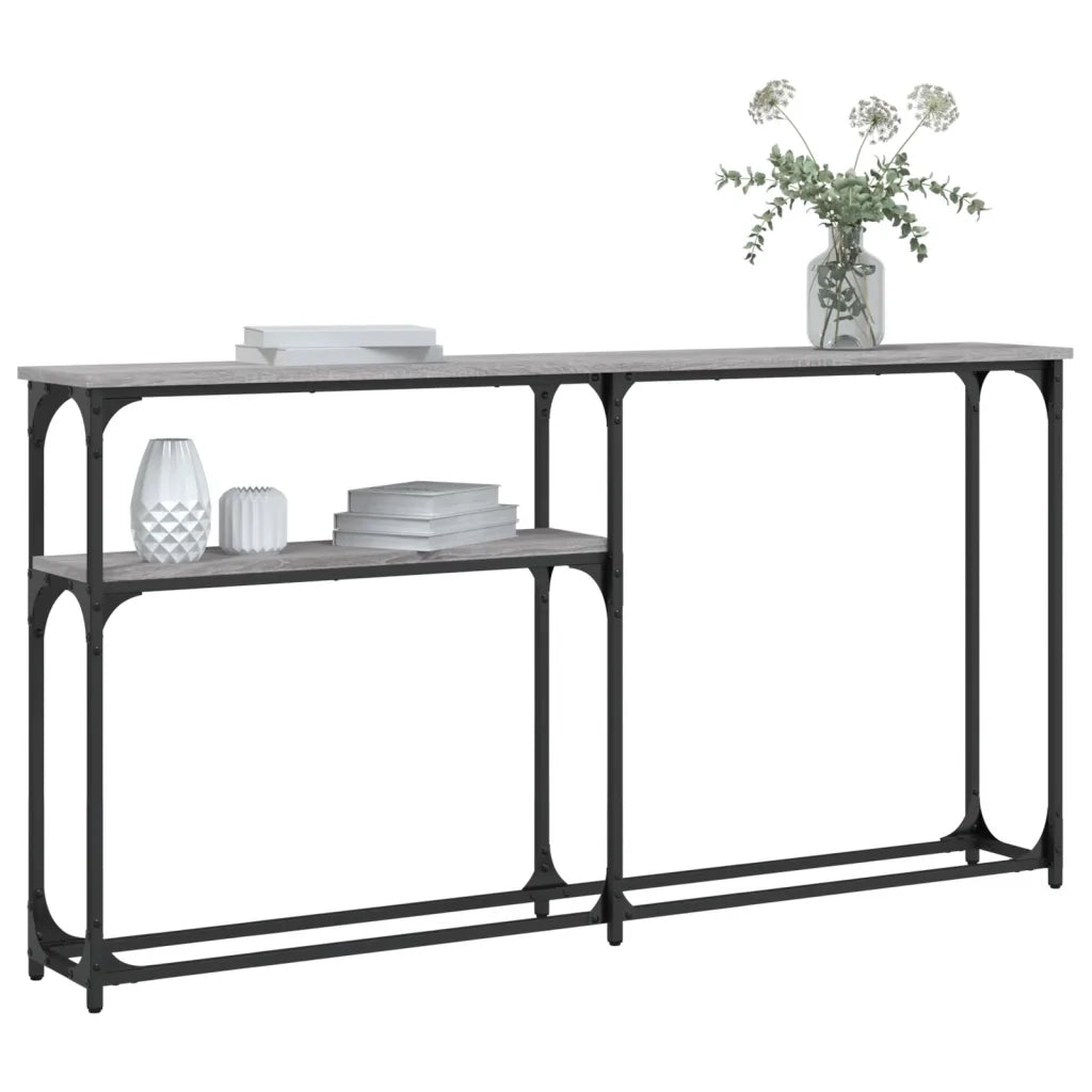 Tavolino Consolle-Tavolino da soggiorno-Tavolo Grigio Sonoma 145x22,5x75cm Legno Multistrato