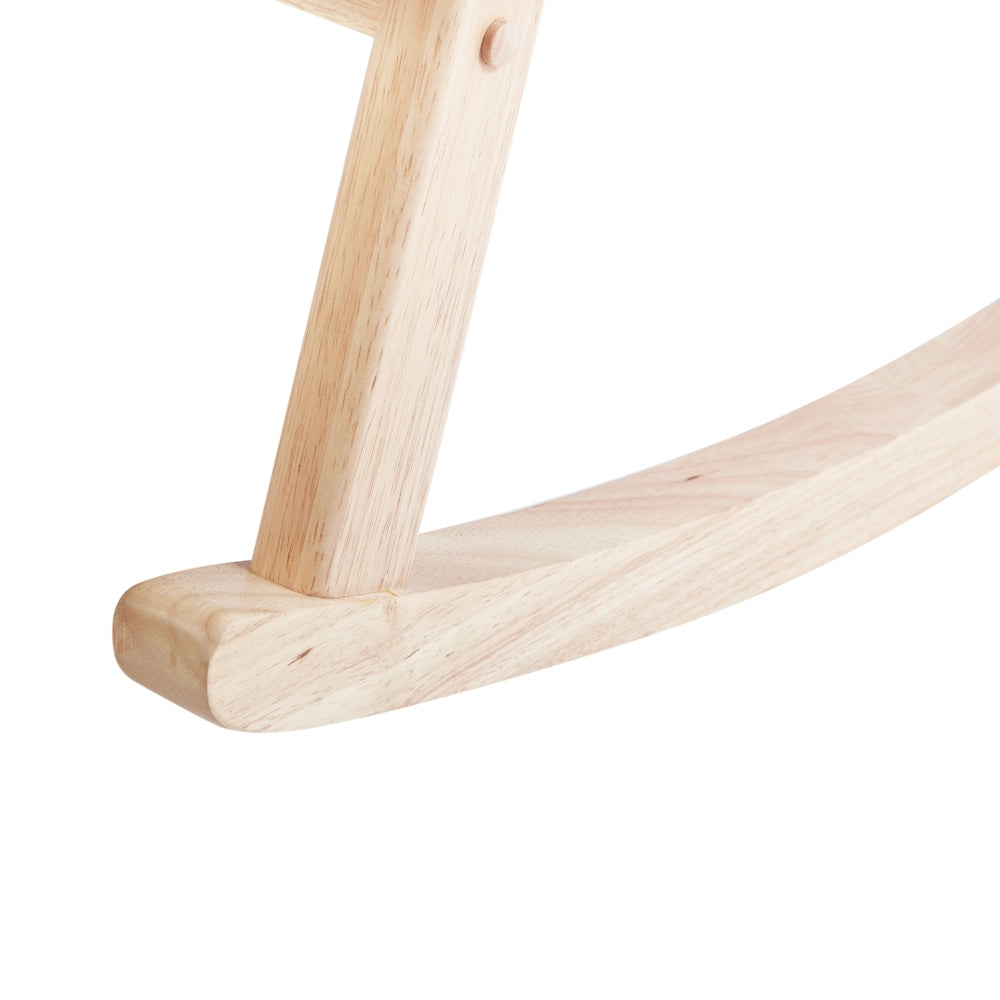 Poltrona a dondolo con rivestimento in bouclé bianco sporco gambe in legno di gomma e braccioli Soggiorno Cameretta