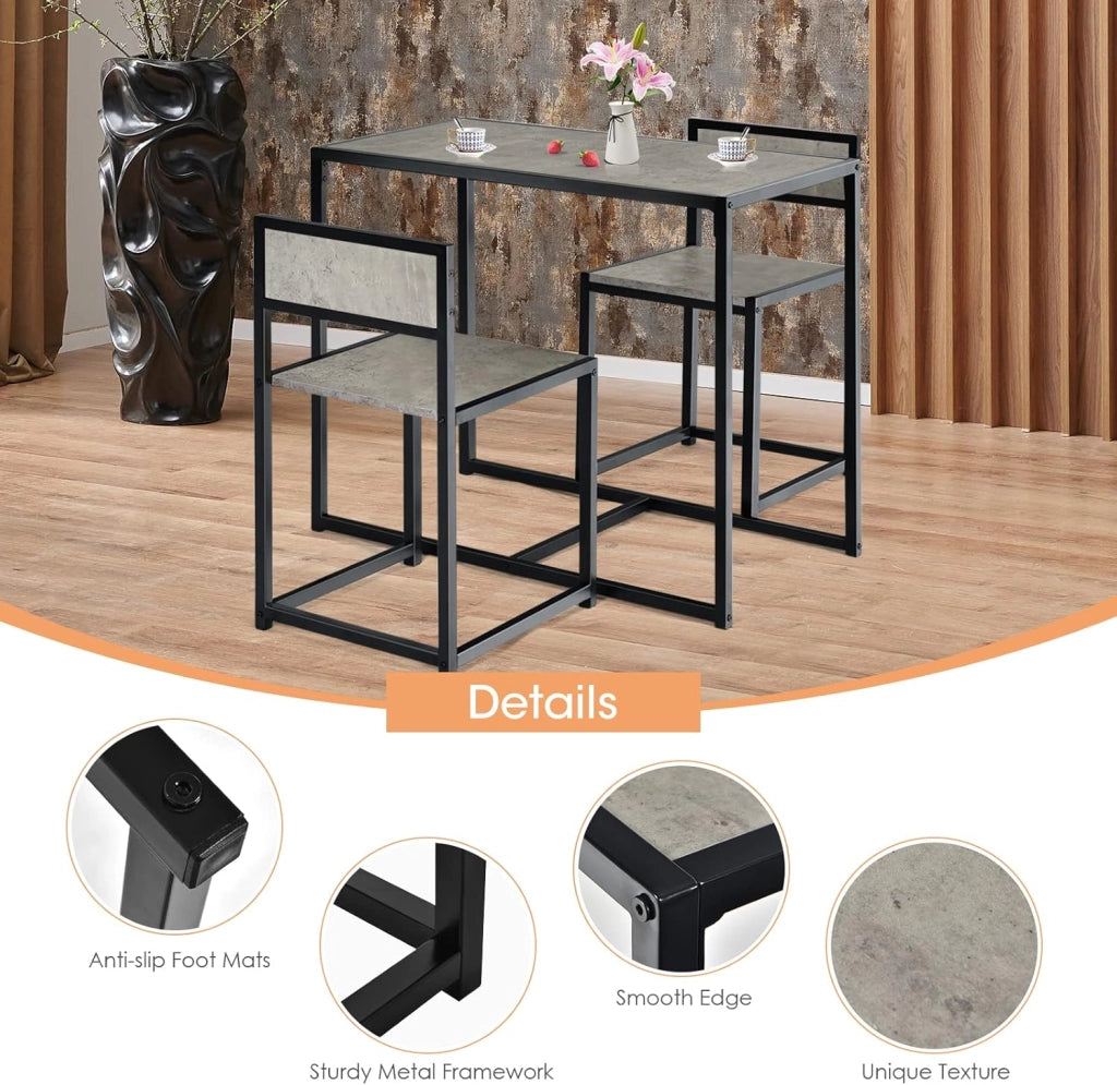 Set di Tavolo da Bar da 3 Pezzi, Set 3 Pezzi con 2 Sedie e Tavolo, Piccolo Tavolo da Cucina per 2 Persone, Tavolo da Bistrò, 3 Colori