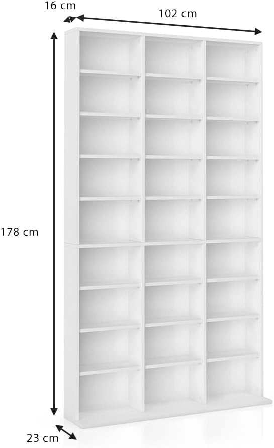 Scaffale porta cd Jukebox, Bianco, 102 x 178 cm