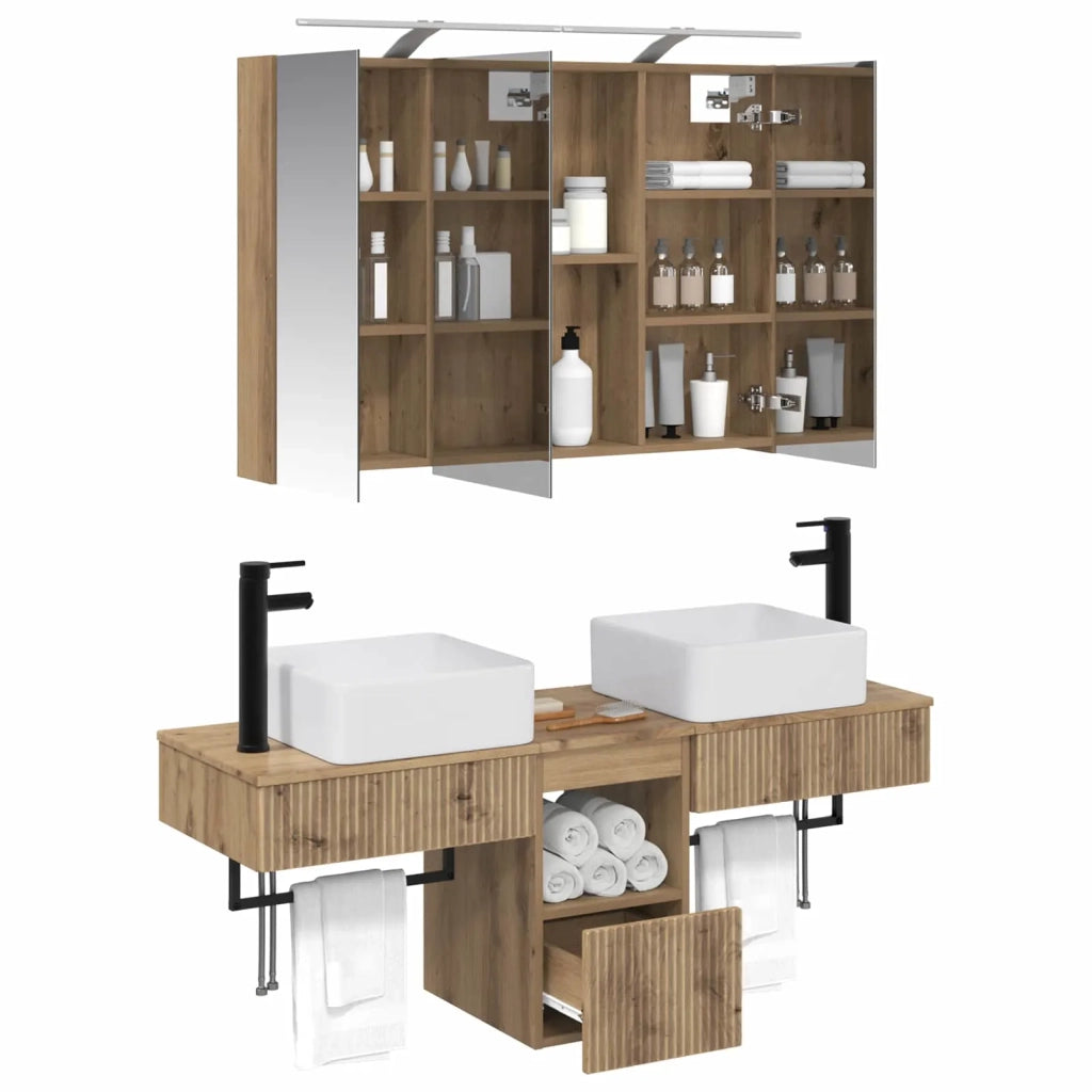 Set di Armadi da Bagno 4 pz Rovere Artigianale 3406302
