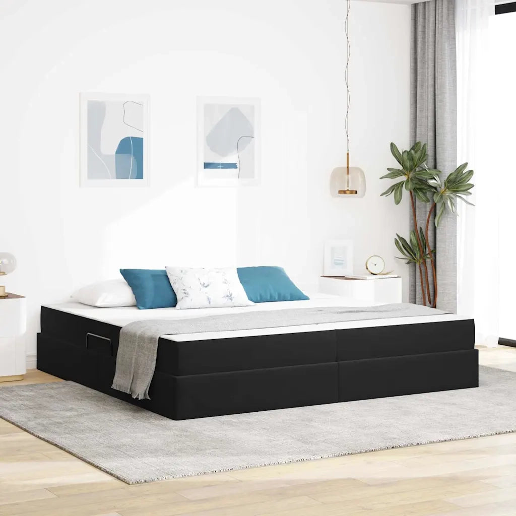 Letto con contenitore e materasso Nero 200 x 200 cm Velluto 3399744